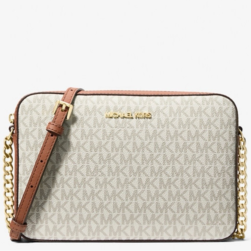 NWT Michael Kors Jet Set Large Printed Logo Crossbody Bag